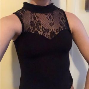 Sexy sleeveless lace cutout bodysuit